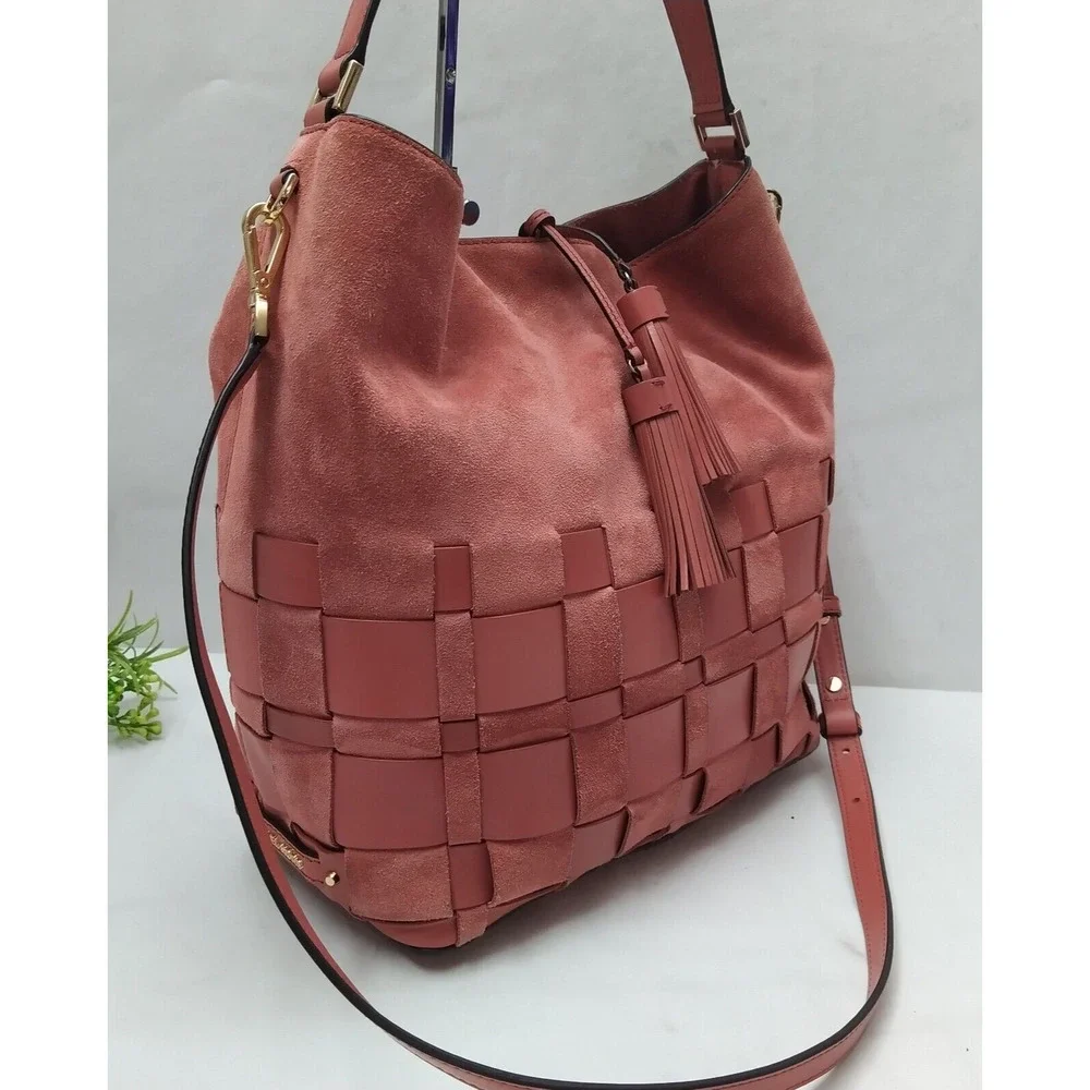 Michael Kors Vivian Cinnamon Red Suede Leather Tassel Hobo Shoulder Bag - $398